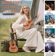 23" Concert Ukulele Mahogany Wood With Bag Strap Tuner