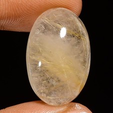 22.5 Ct. Natural Oval Golden Rutile Quartz Spiritual Cabochon Gemstone 23X14X8mm