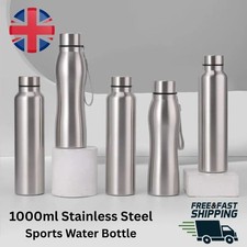 1000ml Stainless Steel Sports Water Bottle Metal Flask Gym Camping Drinkware