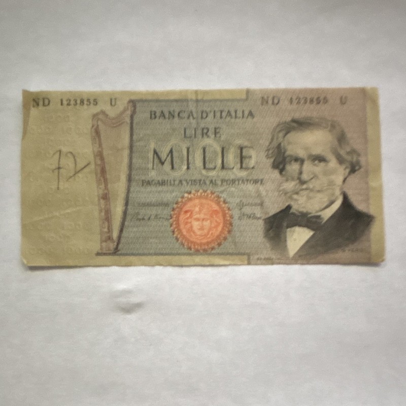 Italy 1000 Lire "Mille" Banca d'Italia Banknote - Circulated