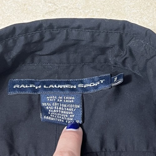 Vintage Ralph Lauren Sport Damen Crest Button Down Hemd Schwarz Größe 2 - Bild 7 von 7