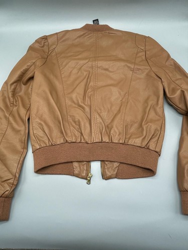 rue 21 foe Chaqueta Cuero Cremallera Marrón Bolsillos Rayón Mezcla Jr Grande LEER - Imagen 9 de 16