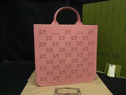 Gu Gucci 679365 Children'S Gg Pattern Rubber Tote Bag Handbag Ladies Pink Bq0379