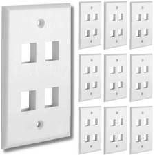 10 PCS 4 Port Keystone Wall Plate White 1 Gang Ethernet RJ45 Modular Inserts