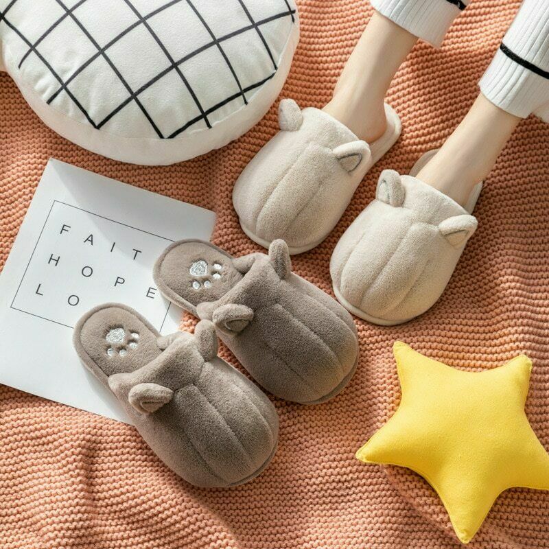 PANTOFOLA D’ORO Ciabatte calde zampa di gatto cartone animato per donna peluche invernali morbide scivoli scarpe casa
