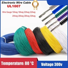 PVC Electronic Wire Cable UL1007 Tinned Copper Stranded Wiring 16AWG to 30AWG