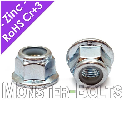 MONSTERBOLTS Nylon Insert Hex Flange Lock Nut Prevailing Torque DIN 6926 Zinc CL 8 M5 M6 M8