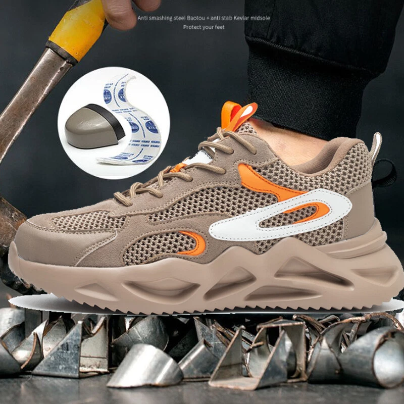 Men Steel Toe Work Shoes Non-Slip Lightweight Safety Sneakers Industrial Boots