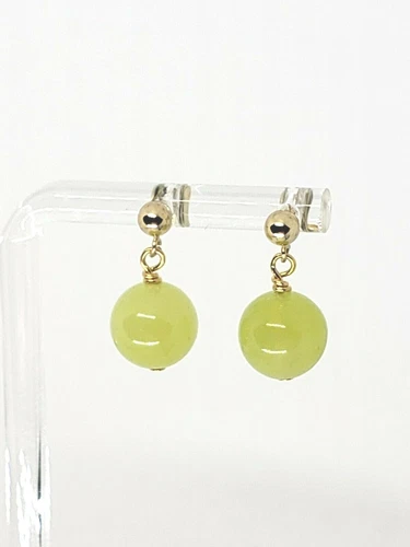 Genuine 10mm Natural Green Peridot Stud Ball Post Drop Dangle Earrings - Picture 3 of 4