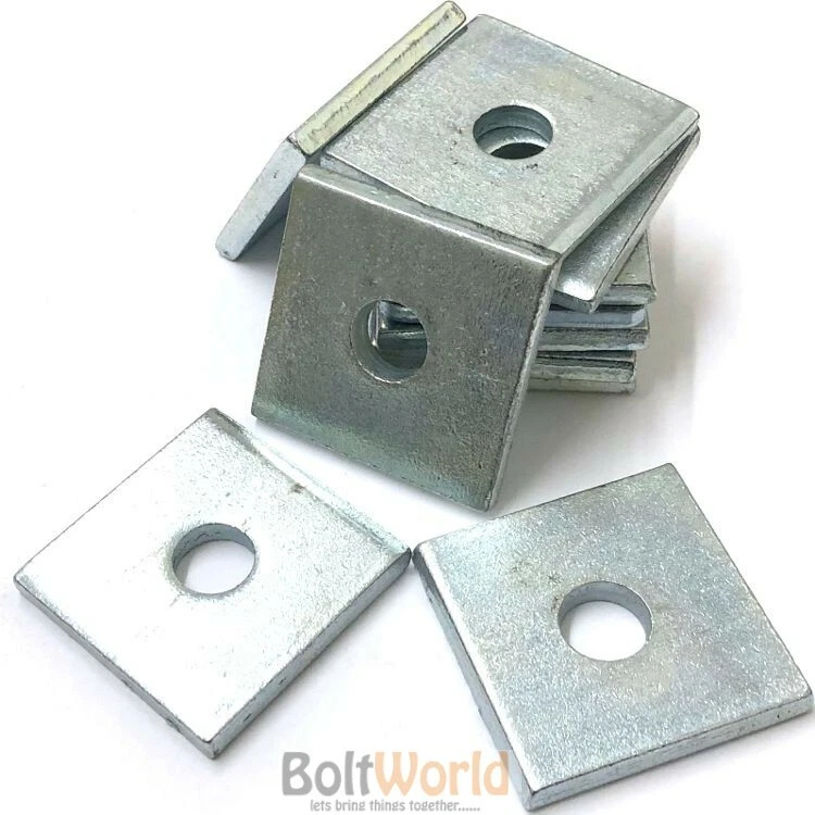 BOLT WORLD M6 M8 M10 M12 HEAVY DUTY THICK ZINC SQUARE PLATE WASHER, BZP 5mm - 40mm x 40mm
