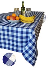 Tektrum 52"X70" Rectangle Tablecloth-Waterproof/Wrinkle Free -Blue/White Checker