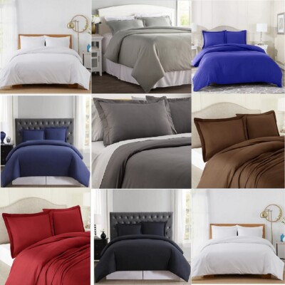 3 Piece Duvet Cover Set ~ Solid 600 TC Cotton ~ Twin Full Queen King ~ New