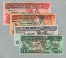 🇪🇹 Ethiopia 1 Birr (2 pieces) 5 and 10 birr 1991 - 1997, P41 46c 47a 43b UNC.