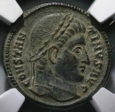 324 NGC XF Constantine I Nummus AE3 Roman Empire Campgate Nicomedia (25082101D)