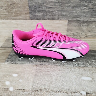 Puma Ultra Play Kids Shoes Sz 5 Pink Black Firm Artificial Lace-Up Soccer Cleats