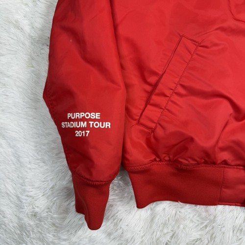 Giacca Justin Bieber Small Purpose Stadium 2017 Red Tour Team Bomber con bottoni - Foto 6 di 13