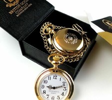 FIRE & RESCUE SERVICE Personalised Full Hunter POCKET WATCH GOLD Firefighter