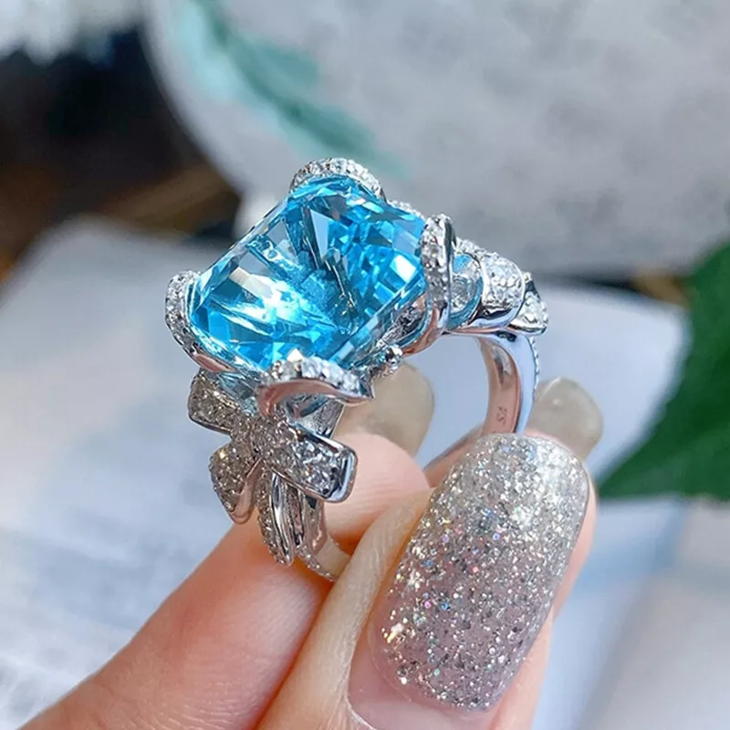 Jewelry Large Saphire Ring, Round Blue Gemstone Ring, Vintage Ring, Diamond  Ring, Gift Ring, Pea Shape, Pea Ring,Diamond Ring, Big Diamond Ring -  Walmart.com