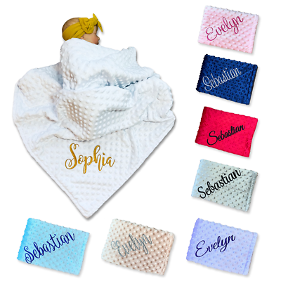Personalized Baby Name Blanket, Custom Embroidered Stroller Blanket