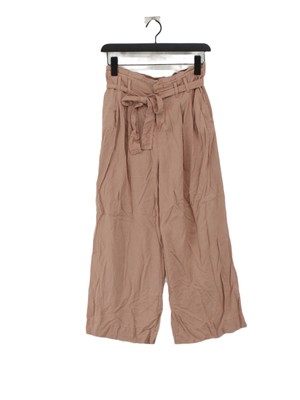 Zara Basic Damen Hose UK 6 Rosa 100% Lyocell Modal Weites Bein Cropped