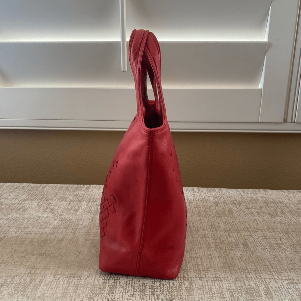 Bottega Veneta Deep Red Small Intrecciato Regent Tote Bag