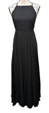 Lulu's Dress M Special Occasion  Black Halter Top Long  Minimalist  Elegant