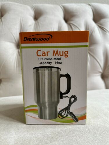 NEW! Stainless Steel Vacuum Insulated 16oz 12v Power Heated Travel Drink Mug Cup - Picture 1 of 2