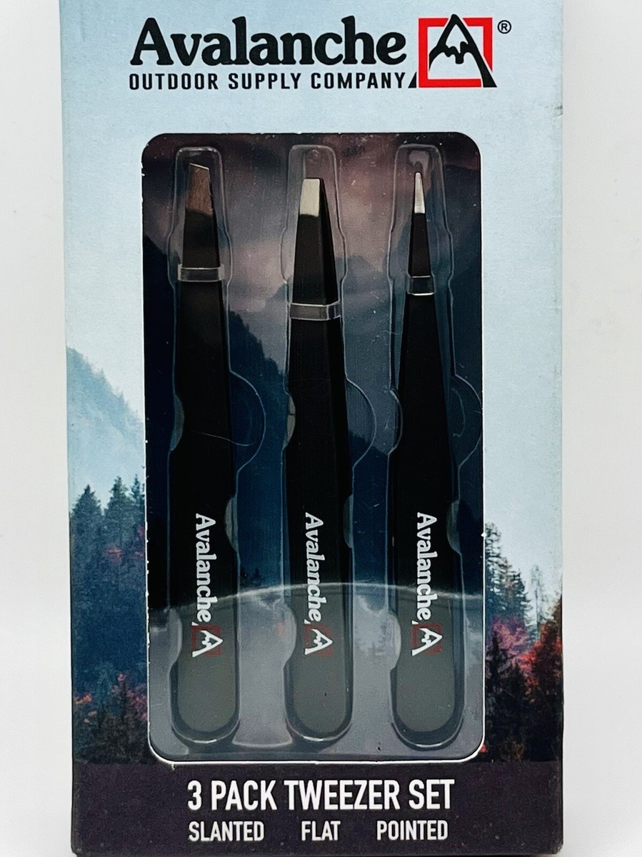 Avalanche Outdoor Supply Co 3 Pack Tweezer Set Slanted/Flat