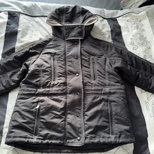 Ladies Size 16 Topshop Sno Ski Jacket Coat Shearling Lined Hood Black Snow Vgc