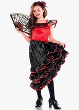 SPANISH DANCER 2 Piece Costume Child Large 12-14 Red Sparkling Dress
