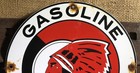 VINTAGE McCOLL GASOLINE MOTOR OILS RED INDIAN PORCELAIN GAS PUMP SIGN — photo 4