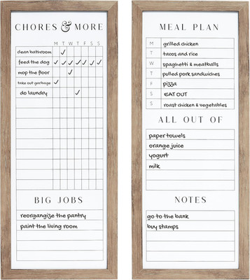 Set of Two Family Planner Dry Erase Boards Featuring, Chore Chart, Shopping List