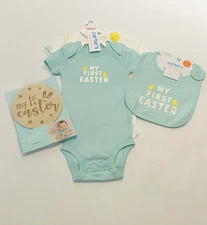 Carters Baby Boy Girl Easter 6 Months Bodysuit Set Bib My First Easter Cute New