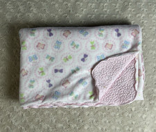 Carter's Pink Butterfly Baby Blanket White Sherpa Blue Purple Circles Dots Green