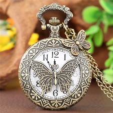 Steampunk Quartz Pocket Watch with Necklace Chain Pendant Gift For Women Men Kid