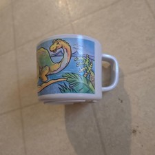 Zak Designs Mug 1993 Dinosaur Kids White Vintage 90s Plastic Brontosaurus Cup