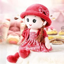 Plush Stuffed Rag Dolls Cute Soft Cartoon Rag Doll with Detachable Hat Skirt Co