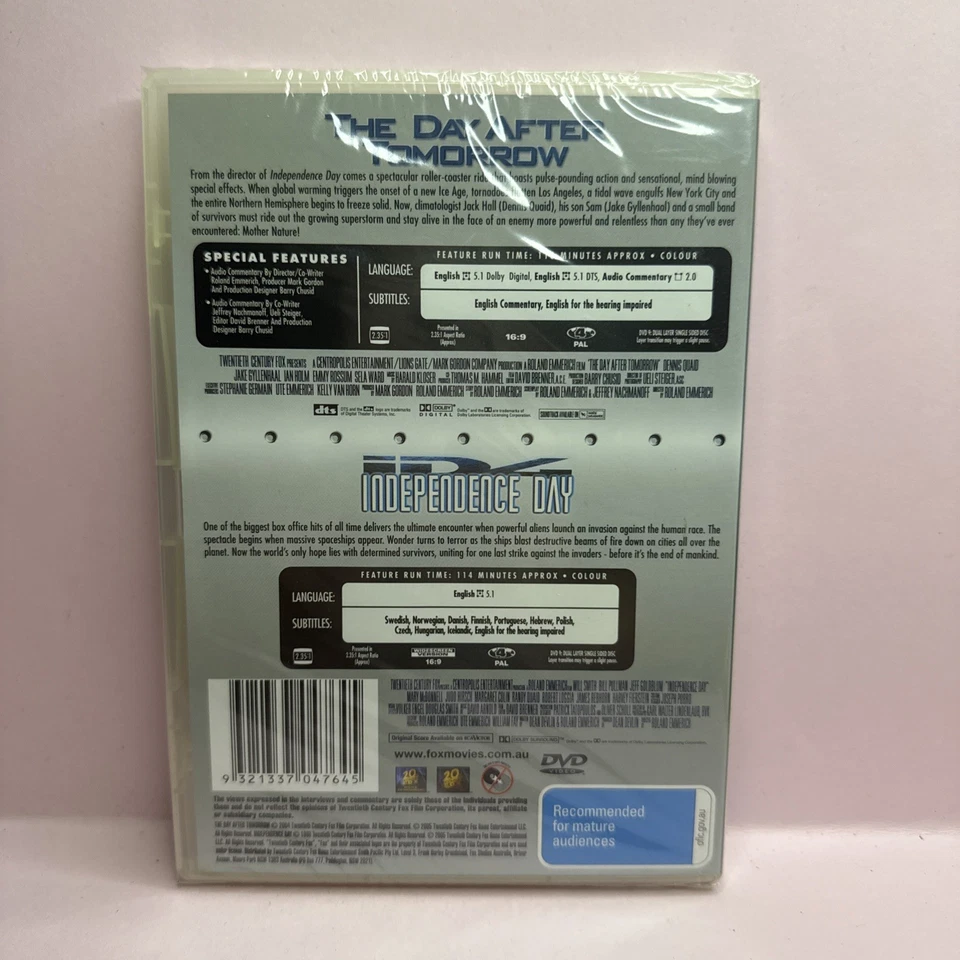 ¡NUEVO! The Day After Tomorrow + Independence Day - DVD R4 Película Precintada Foto 2 de 3