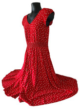 INDIGO ROSE Womens A Line Dress SIZE M Cap Sleeves Polka Dot Red White Rayon