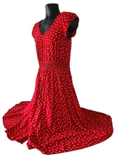 INDIGO ROSE Womens A Line Dress SIZE M Cap Sleeves Polka Dot Red White Rayon