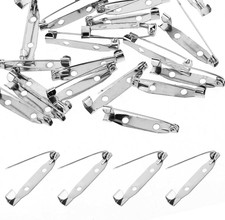 60PCS Silver Bar Pins, Brooch Pin Backs Kit, Safety Clasp Brooch, 1.18Inch Secur