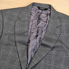 Jos. A. Bank Blazer Signature Collection Mens 40R Grey Plaid Wool Suit Jacket