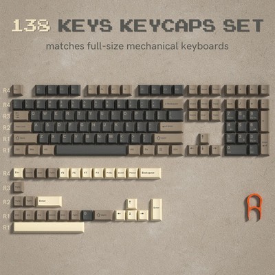 Womier 138 Keys Retro PBT Keycaps Double Shot Cherry Profile for Mechanical