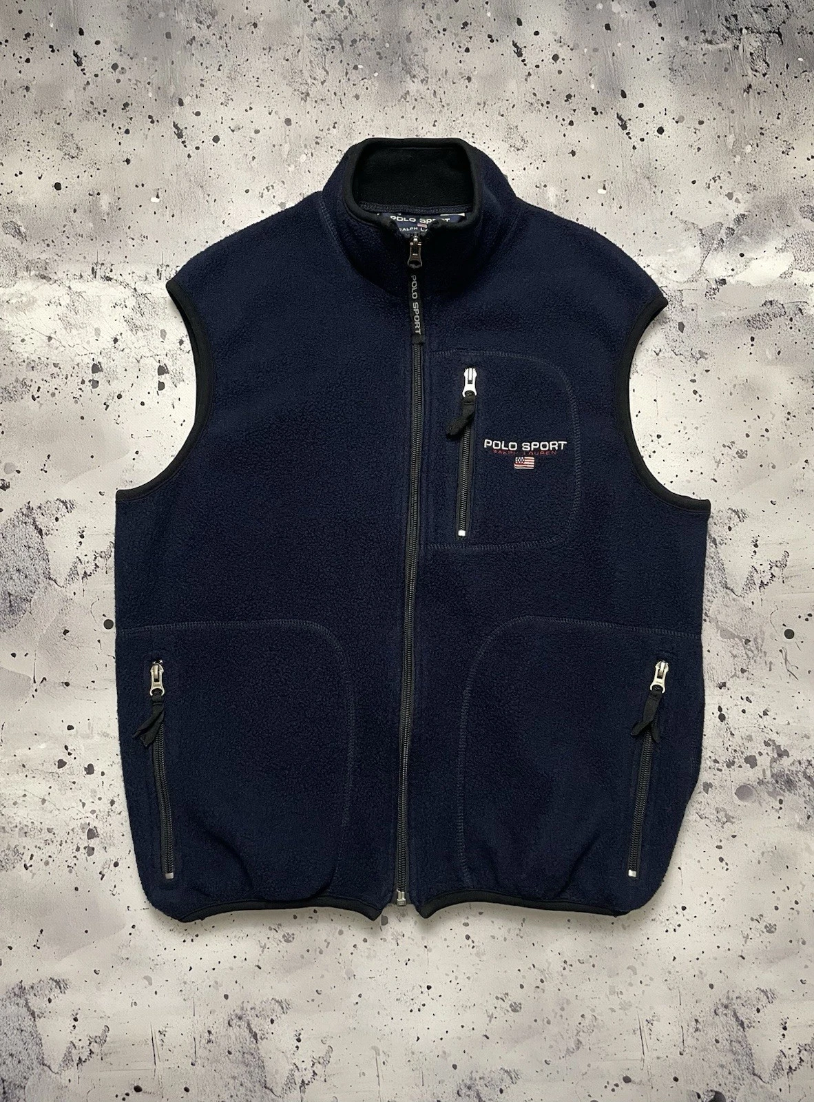 Vintage Polo Sport Ralph Lauren Blue Fleece Full Zip Vest Jacket M