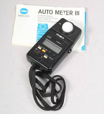 MINOLTA AUTO METER lll LIGHT/ FLASH METER WITH MANUAL TESTED 