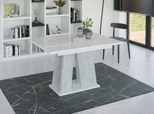 Extendable Dining Table 120 - 160 cm MUFO Modern Design Grey Concrete Effect