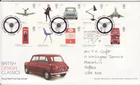 GB Stamps First Day Cover Design Classics, Concorde, Mini, Penguin, map SHS 2009