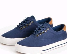 TU Men's Stylish Navy Canvas Lace Up Shoes Size 8 elegant comfy low cut  RRP£45