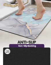 Ultra Thin Non Slip Bath Mat Quick Dry Marble Design for Bathroom Safety