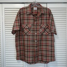 Vintage 70s Big Mac Shirt Men L Plaid JCPenney Button Up Work USA